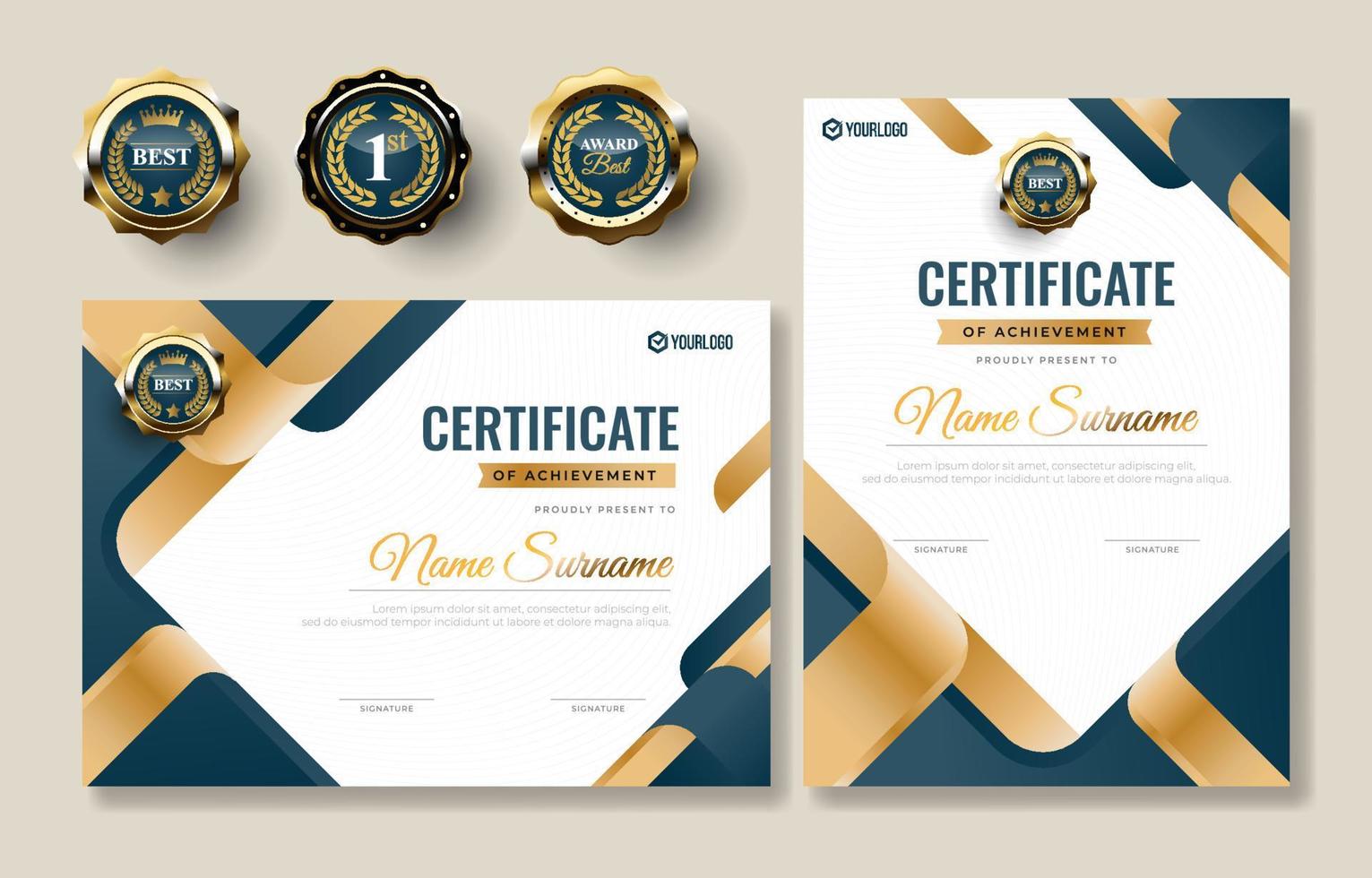 Gradient Luxury Certificate Template vector