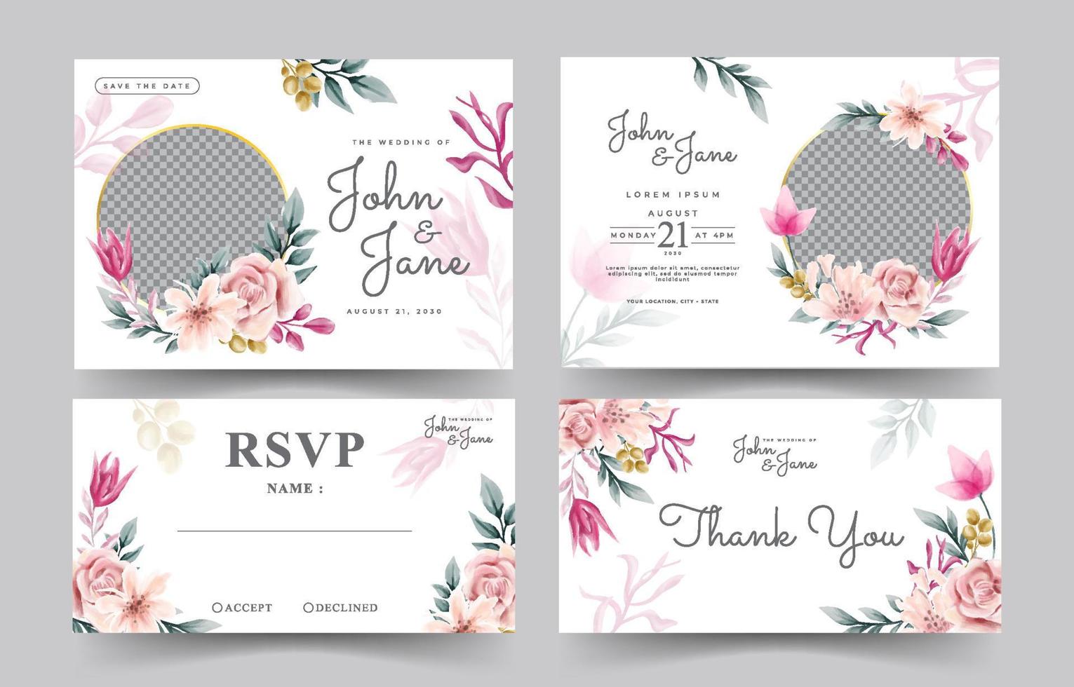 plantilla de invitación de boda vector