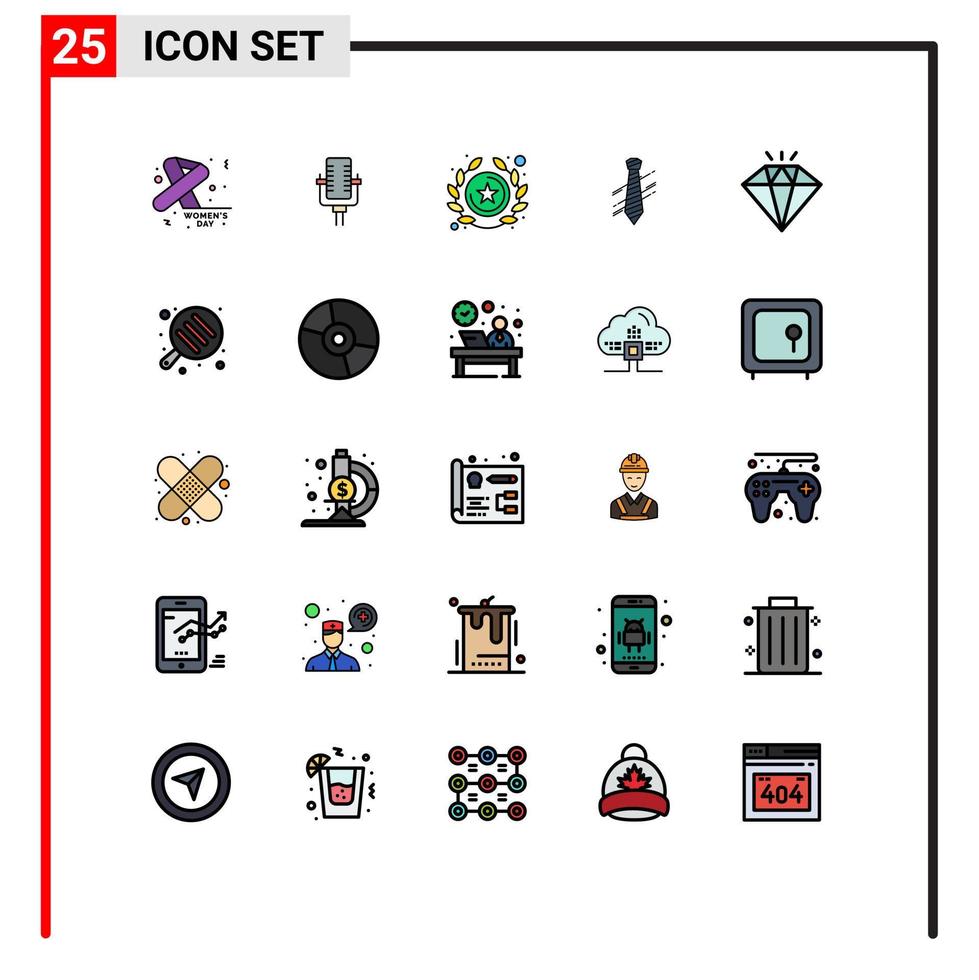 conjunto de 25 iconos de interfaz de usuario modernos símbolos signos para elementos de diseño vectorial editables de corbata de vestido de recompensa de moda de diamante vector