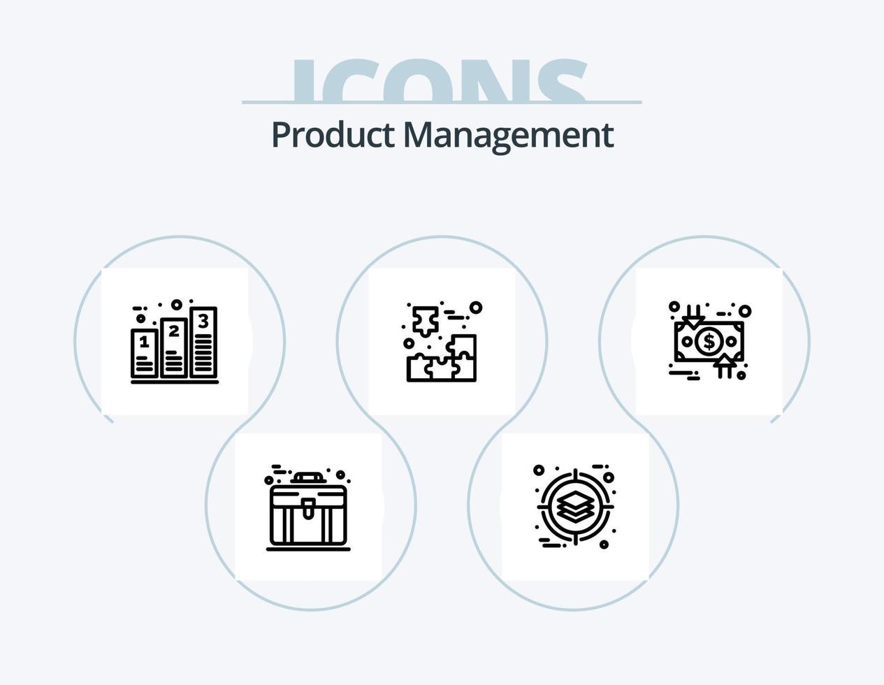 paquete de iconos de línea de gestión de productos 5 diseño de iconos. abajo. ciclo. estrategia. circulación. caso vector