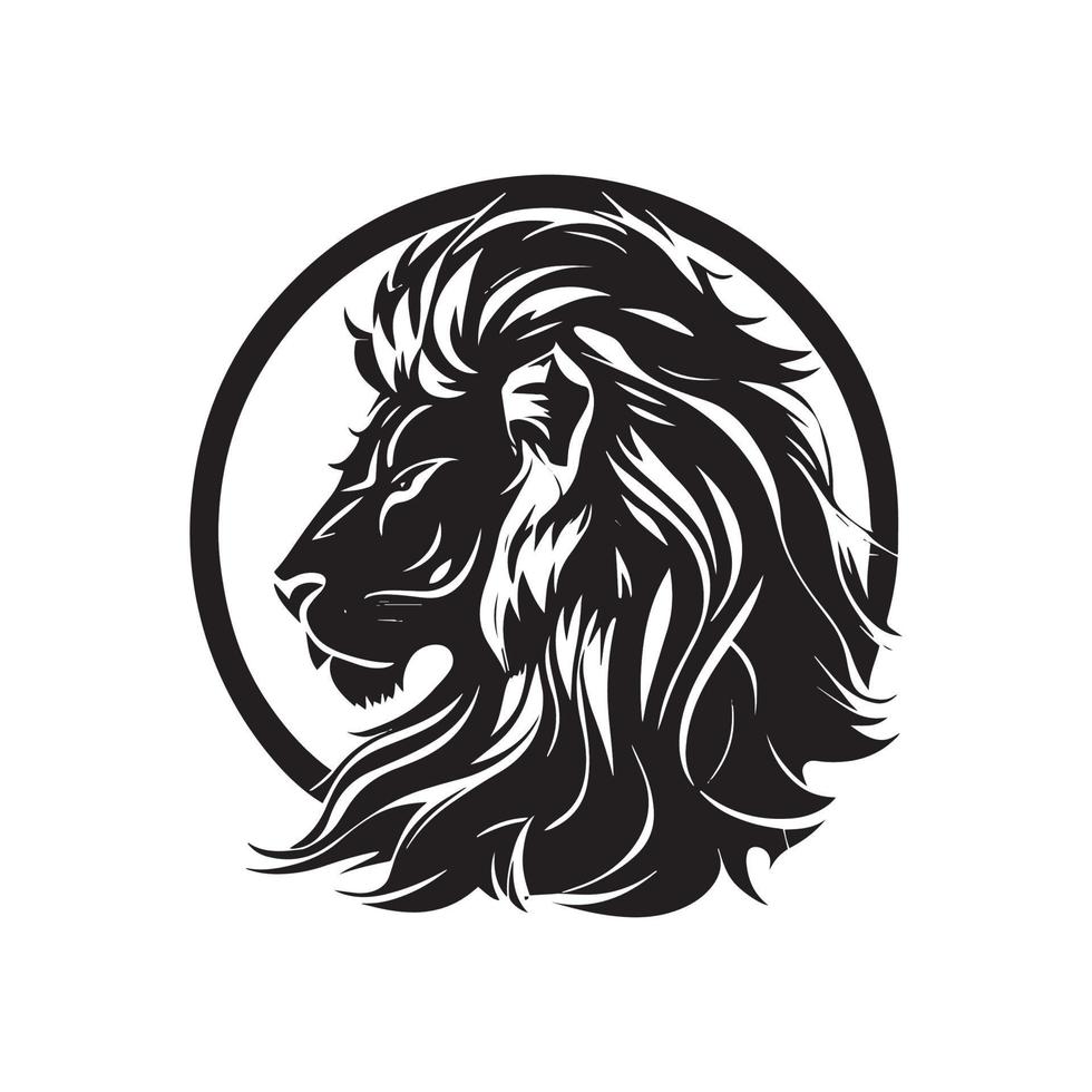 Stylish black lion logo on a white background - Vector