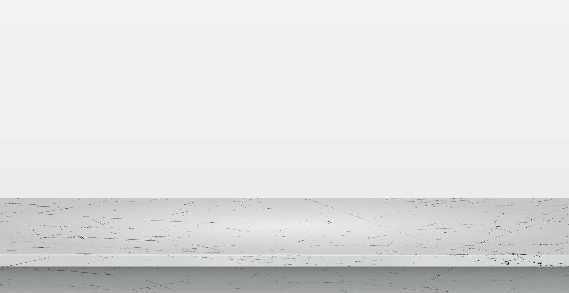 Gray concrete stone countertop on white panoramic background, promotional web template - Vector