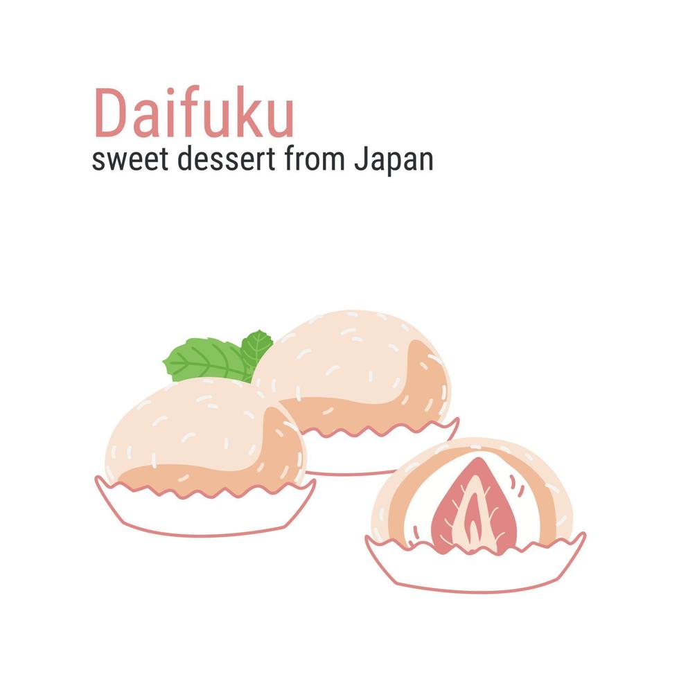 Daifuku sweet dessert from Japan vector