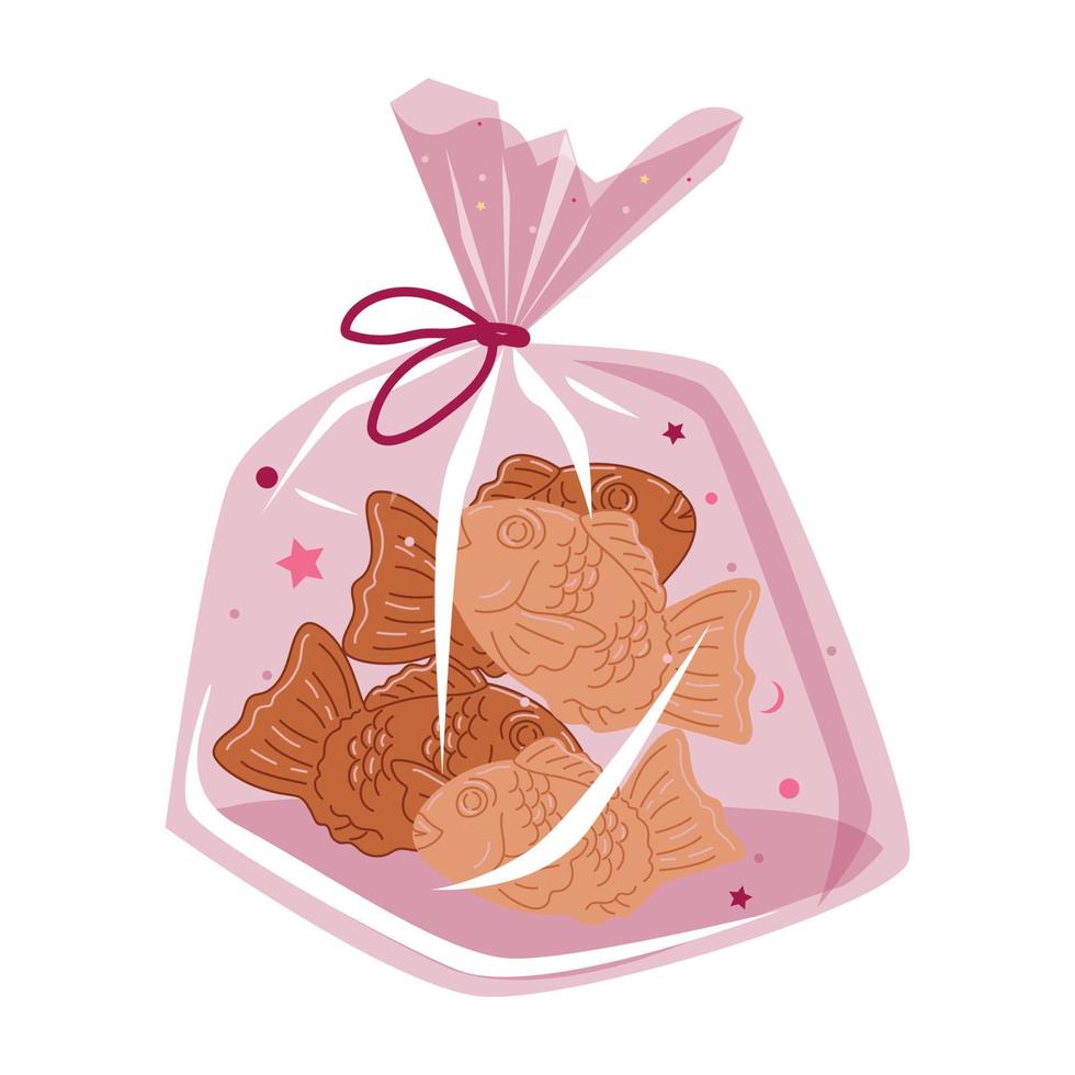 Delicious Taiyaki cookies in a package vector