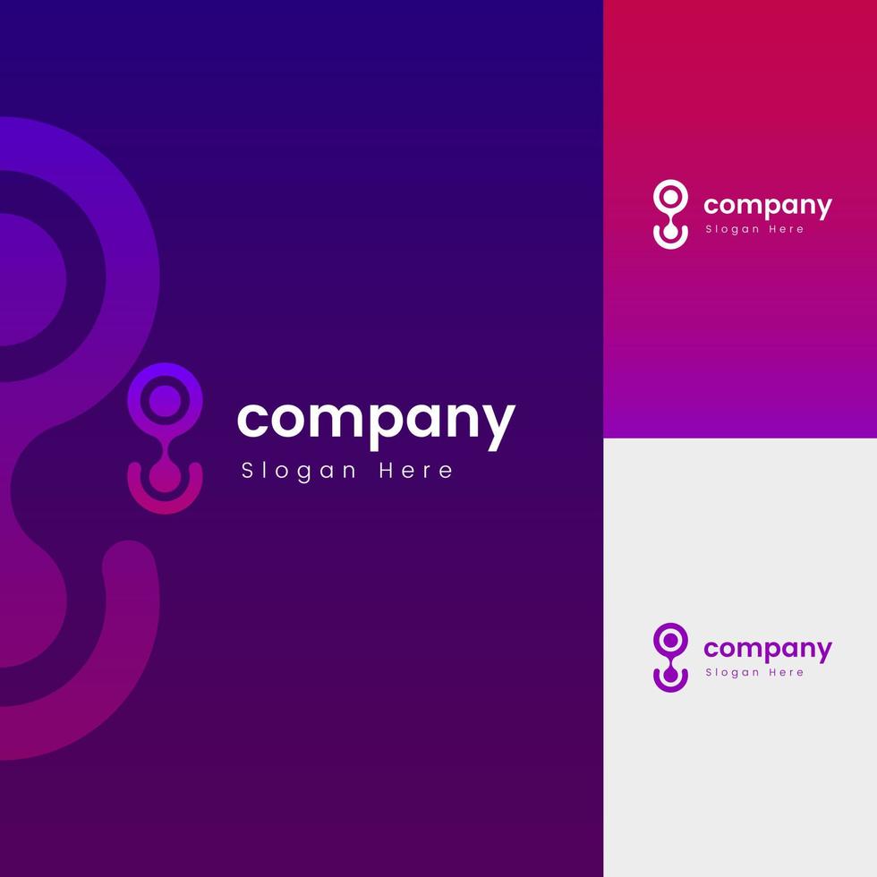 Logo Symbol Connection Liquid Button Abstract Style with Pink Purple Color vector