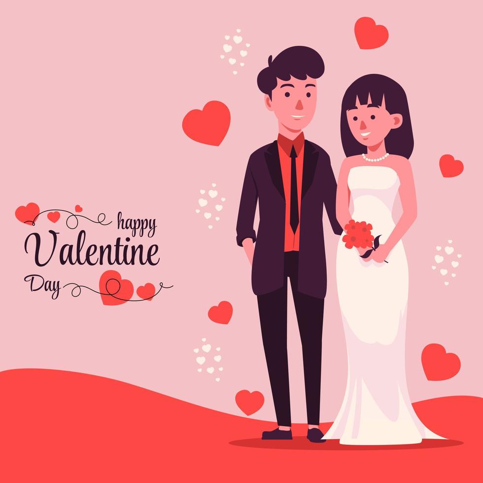 Valentine's day card Invitation design with young couple falling in love vector