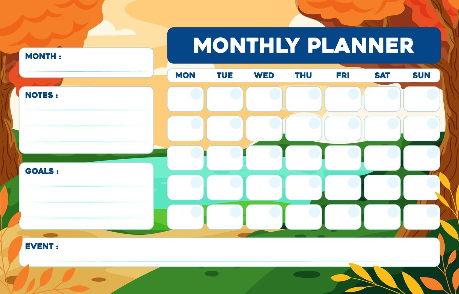 Monthly Schedule Timeline Template vector