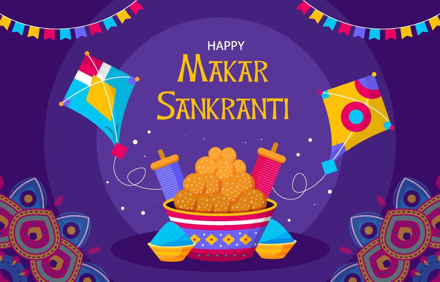 feliz makar sankranti fondo vector