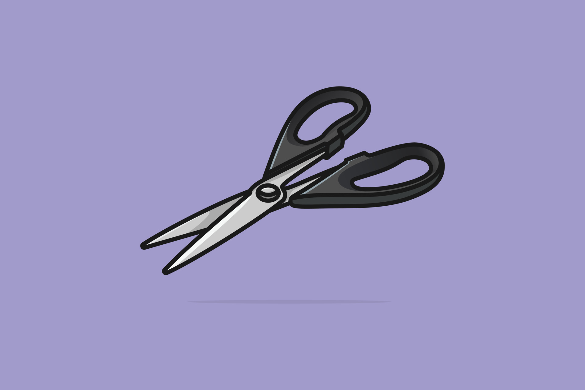 Metal Scissors with grey plastic handles vector illustration. Barber