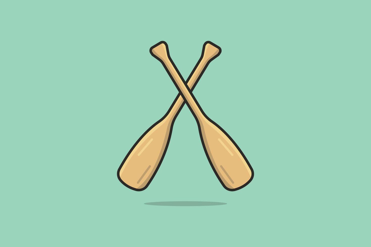 Two Wooden Oars or Paddles in cross sign vector illustration. Water transportation boat object icon concept. Rowing oars, Boat oar, Water sport. Boat oars vector design with shadow.