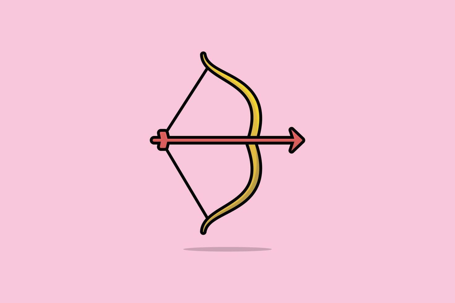 Arrow and Bow Archery Weapon vector illustration. Sport object icon concept. Dussehra holiday icon design element. Sport Archery game equipment vector design on pink background.