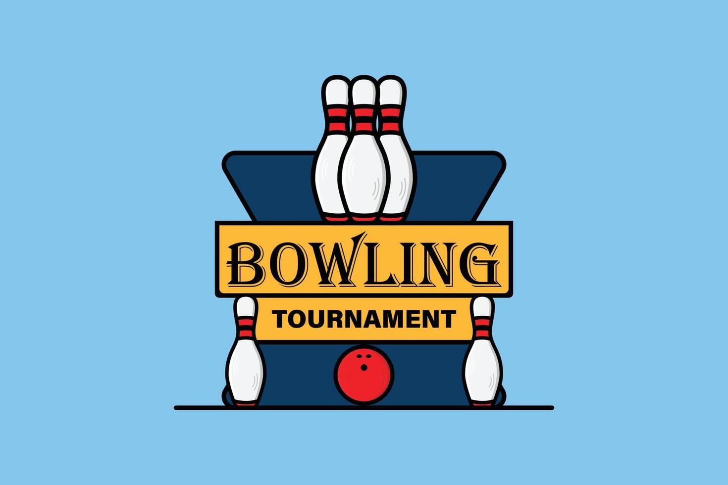 Professional Bowling Tournament badge logo design. Sport object icon concept. Bowling logo template design. Bowling ball and pins icon design. vector