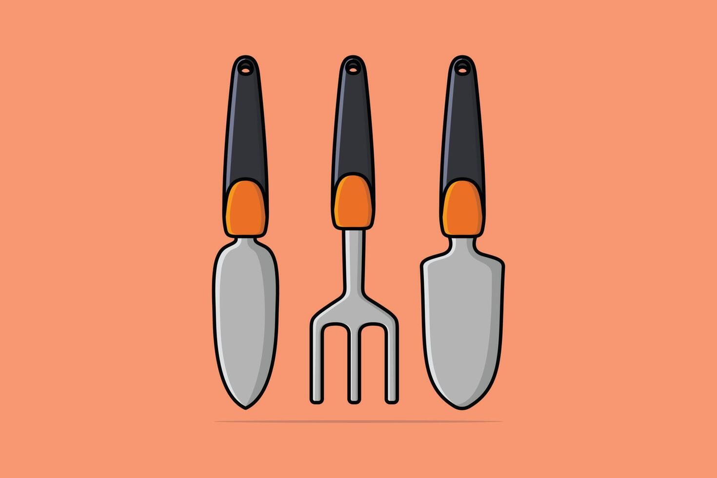 Garden Shovel and Pitchfork tool vector illustration. Construction and Gardening tools object icon concept. Collection of working tool equipment for grounds vector design. Farm work tool concept.