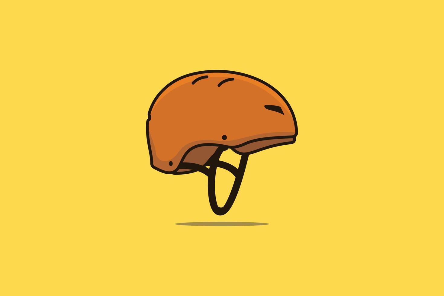 Ilustración de vector de casco de ciclo. concepto de icono de objeto deportivo. diseño de vector de casco de cara de rugby. icono del logotipo deportivo. casco de fútbol americano amarillo con sombra sobre fondo azul.