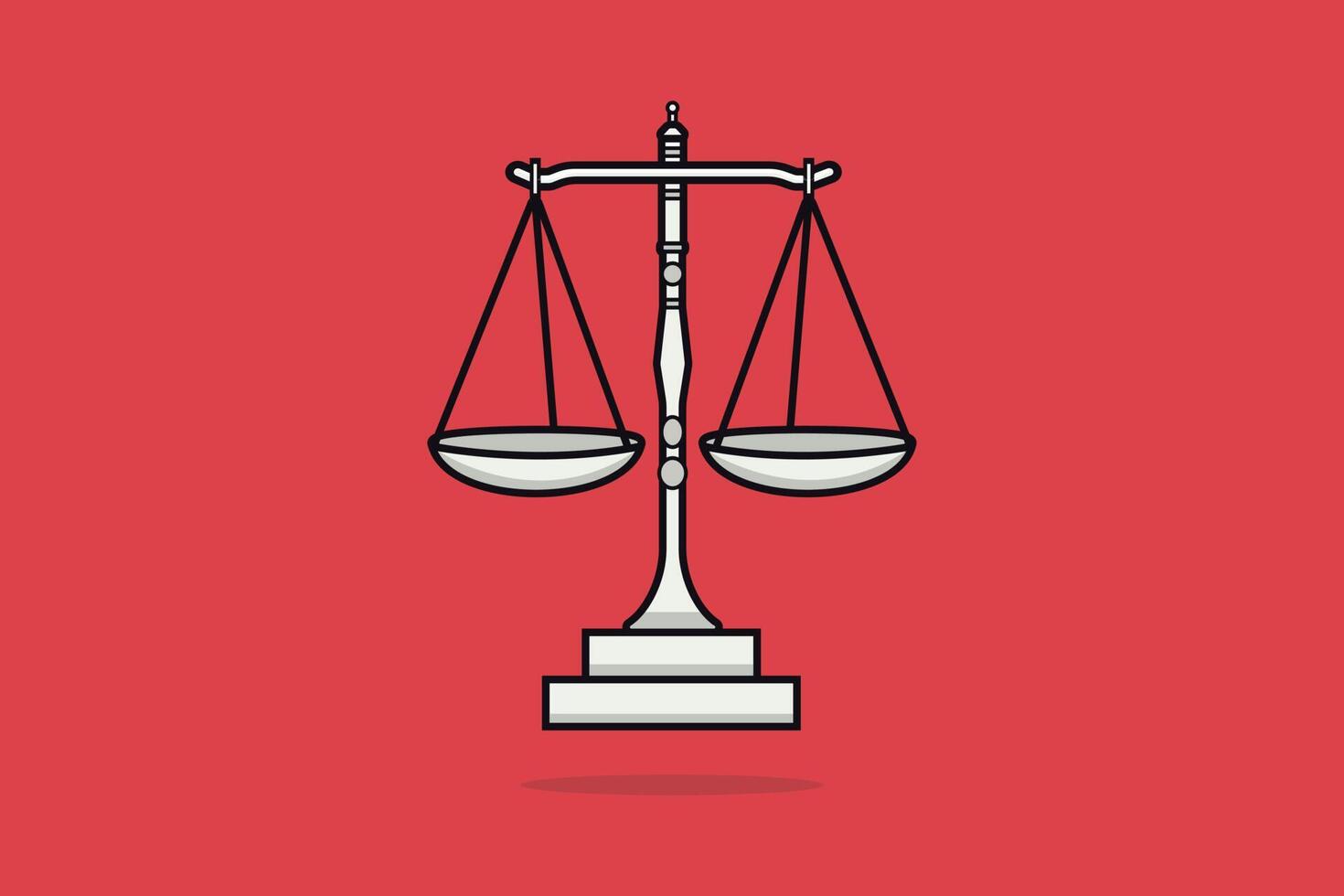 Bowls Of Scales In Balance vector illustration. Business and finance objects icon concept. Dual Balance Themis Scales of justice on decorative stand.