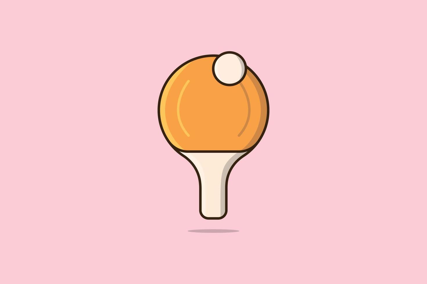raqueta de tenis de mesa e ilustración vectorial de pelota. concepto de icono de objetos deportivos. raqueta para jugar al tenis de mesa. diseño de vector de juego de deporte de ping-pong sobre fondo rosa.
