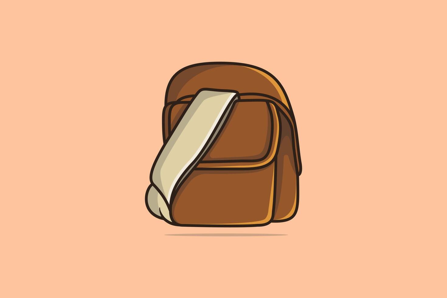 Ilustración de vector de mochila escolar universal moderna de moda. educación y concepto de icono de objeto de viaje. mochila escolar para el diseño de vectores de estudiantes con sombra. logotipo de mochila escolar de tela de moda.