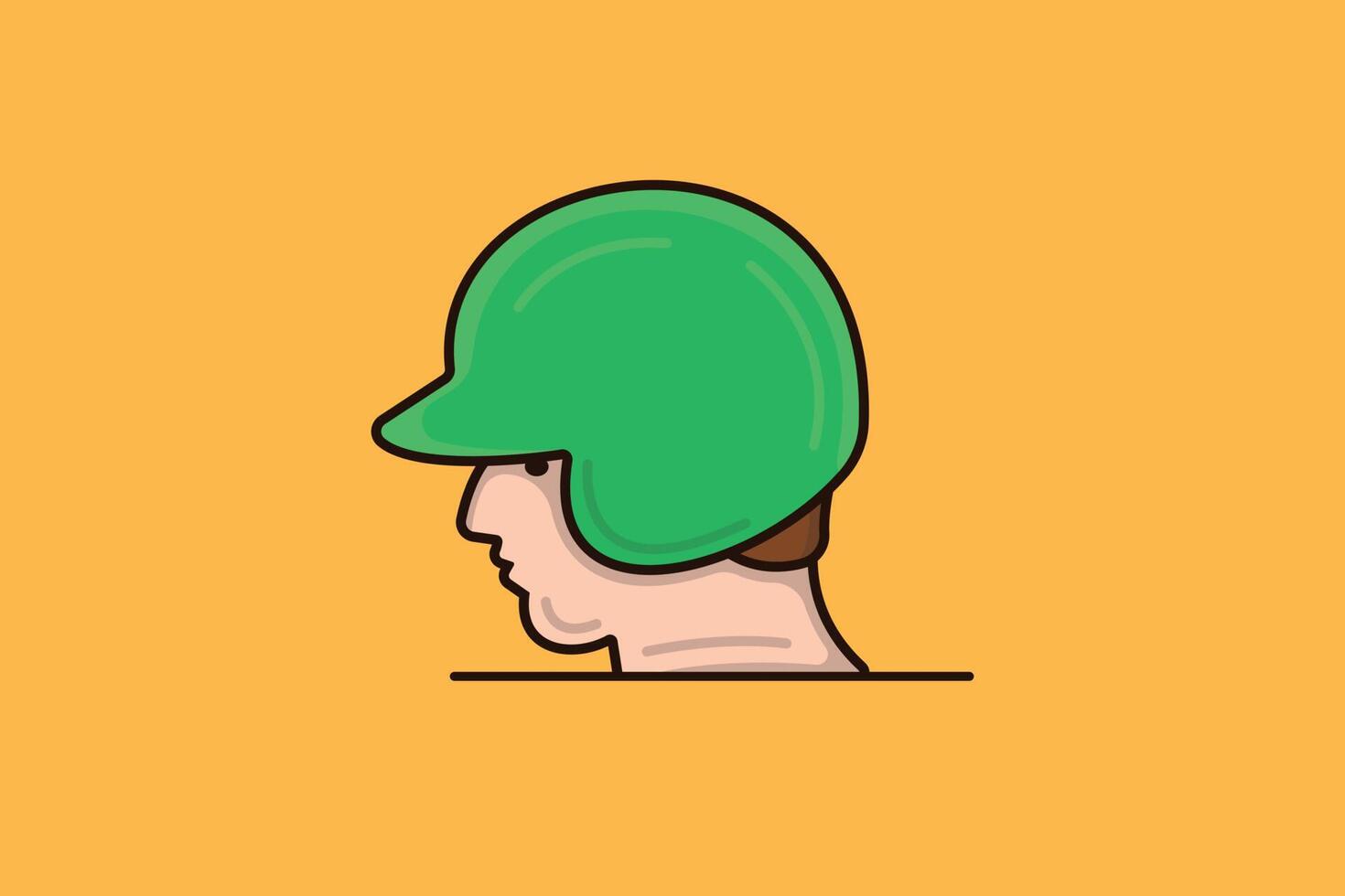 Baseball Helmet with player head vector illustration. Sport object icon concept. American sport game equipment vector design. Plastic helmet for baseball betting logo design.