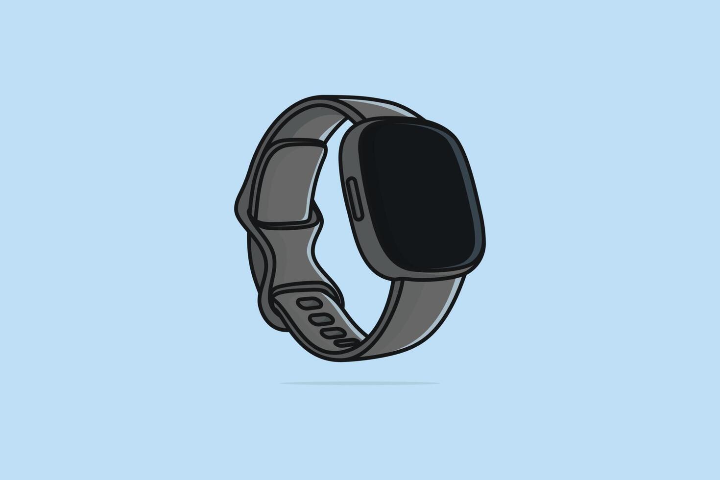 Smart Watch with Straps and Blank Screen vector illustration. Technology object icon concept. Smart technology device symbol vector design with shadow on blue background.