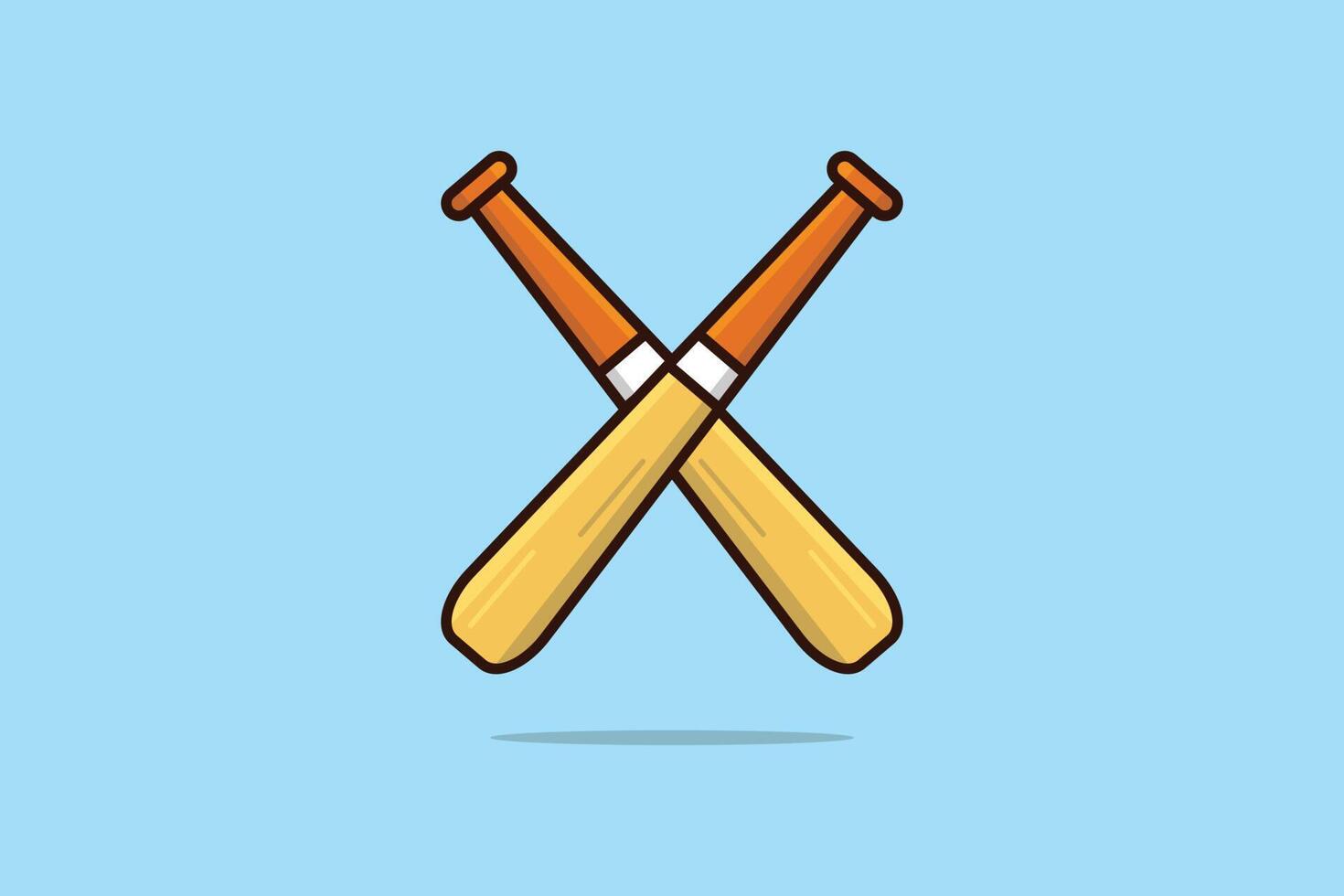 Baseball Sticks in cross sign vector illustration. Sport object icon concept. Wooden sticks for baseball betting icon. American sport game equipment.
