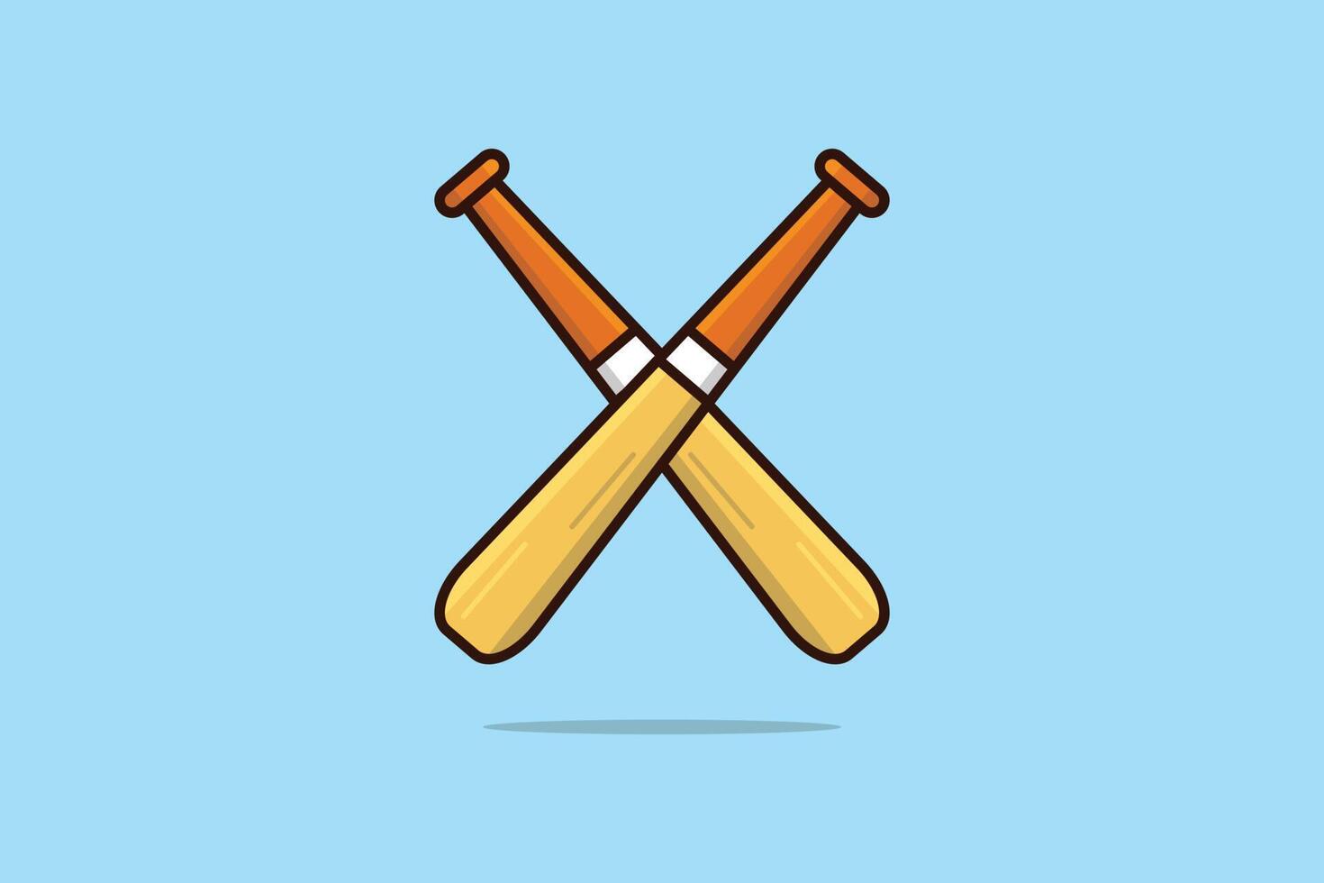 palos de béisbol en la ilustración de vector de signo cruzado. concepto de icono de objeto deportivo. palos de madera para el icono de apuestas de béisbol. equipo de juego deportivo americano.