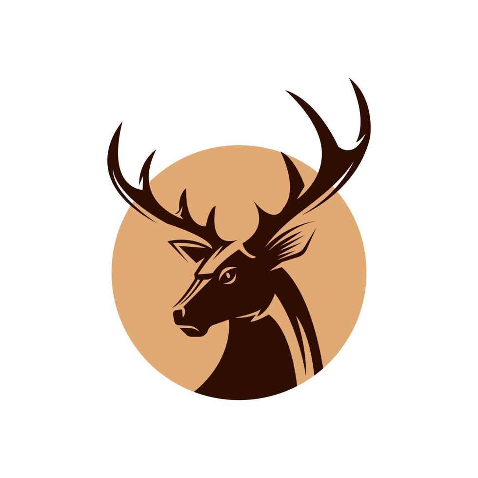 horned deer head for hunting logo icon vector