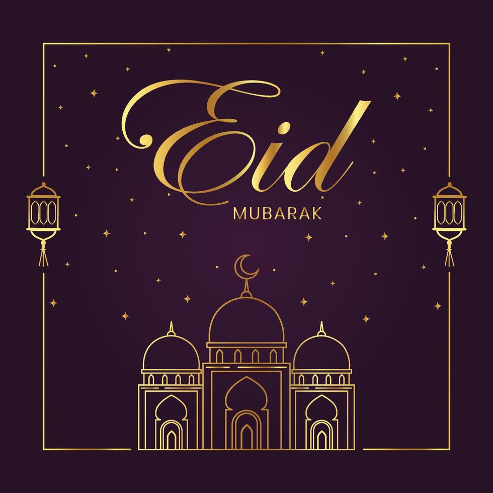 Eid Mubarak greeting card template Free Vector
