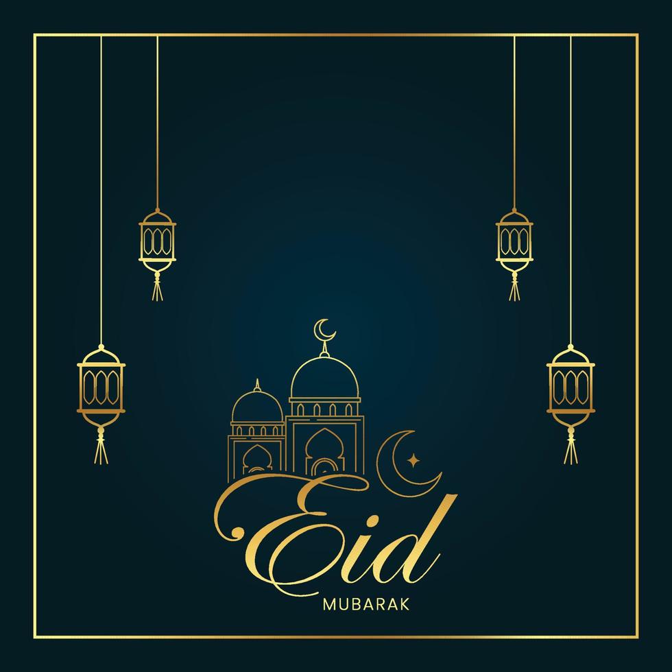Creative Eid Mubarak Islamic festival greeting template Free Vector card