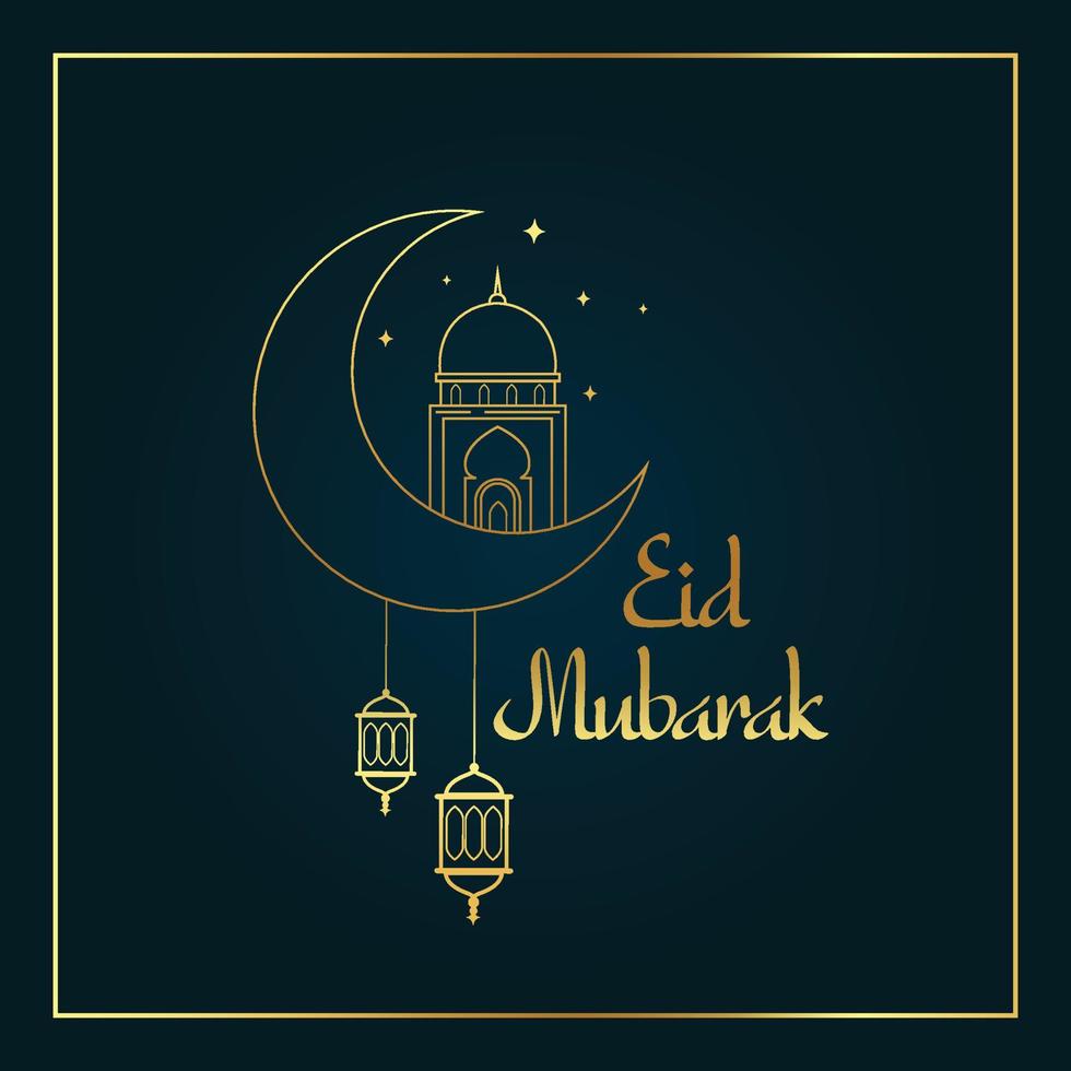 Eid Mubarak greeting card template Free Vector