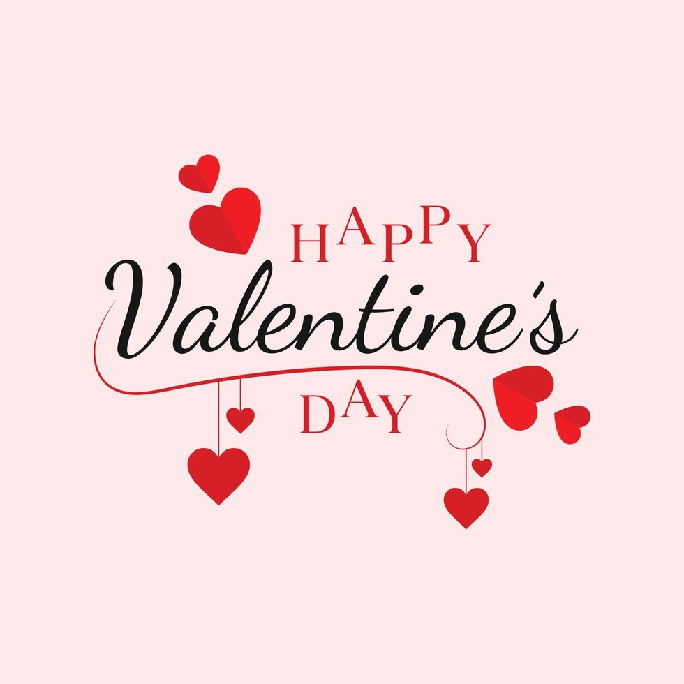 Happy Valentine's Day Lettering For holiday greeting card, poster, banner Free vector