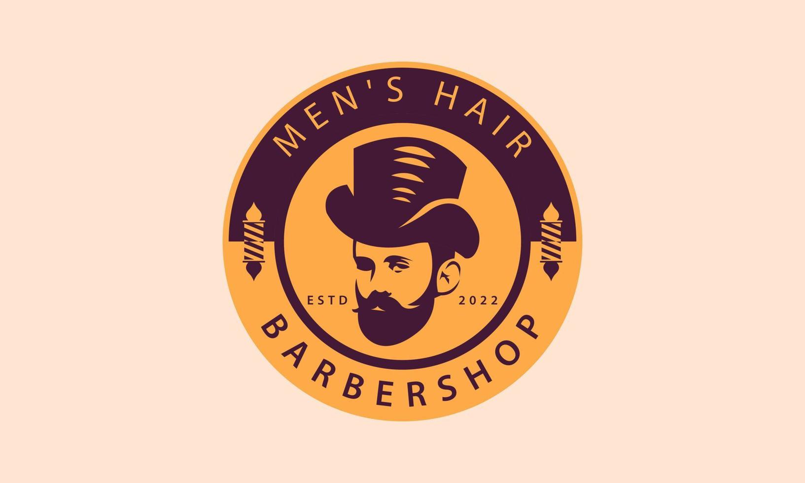 classic old man hat in circle for haircut emblem logo vector