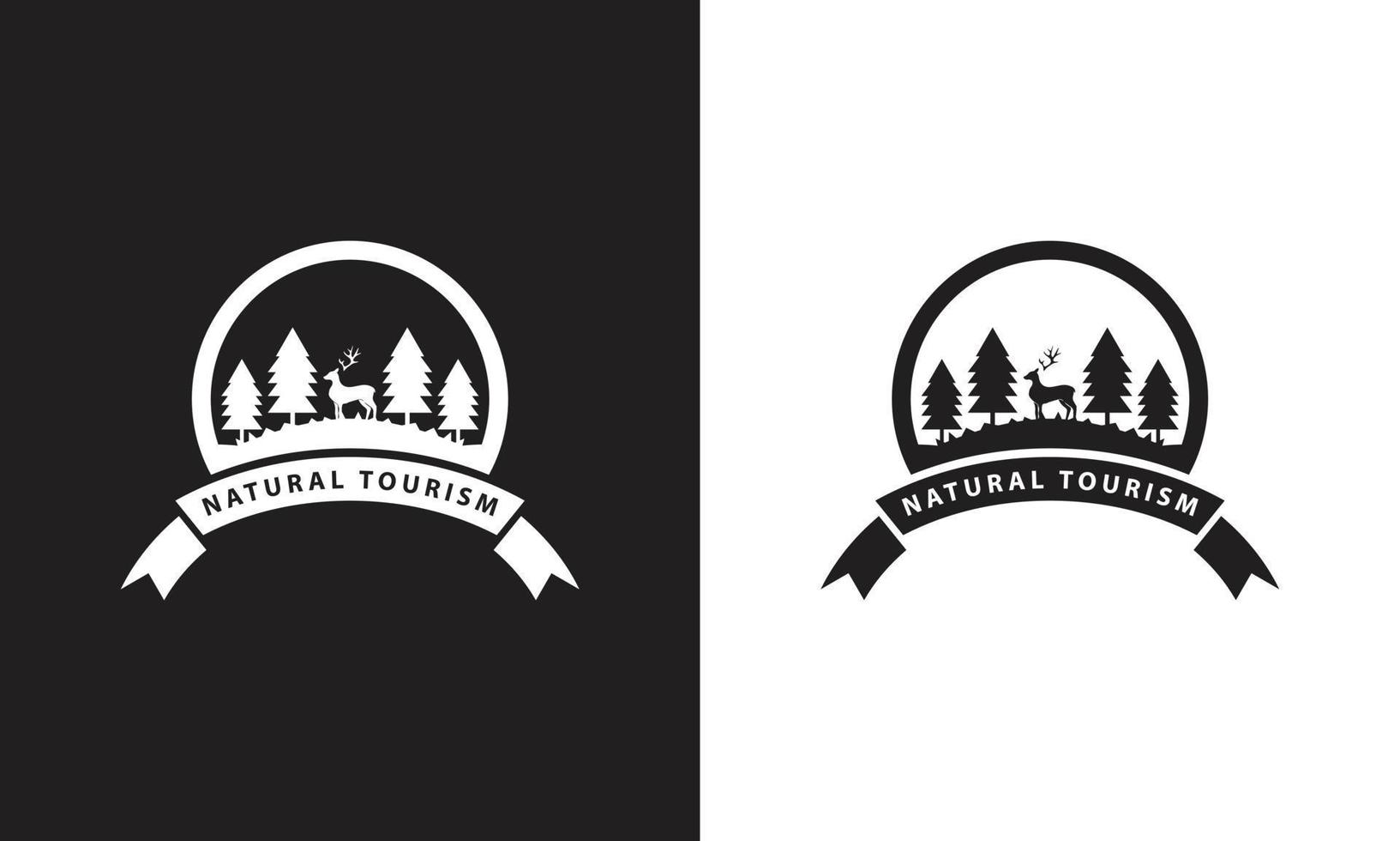 vector de bosque montañoso para actividades al aire libre icono del logotipo