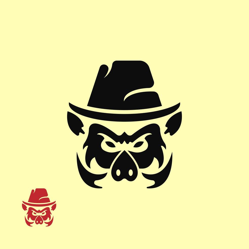 wild boar head in cowboy hat for logo icon vector