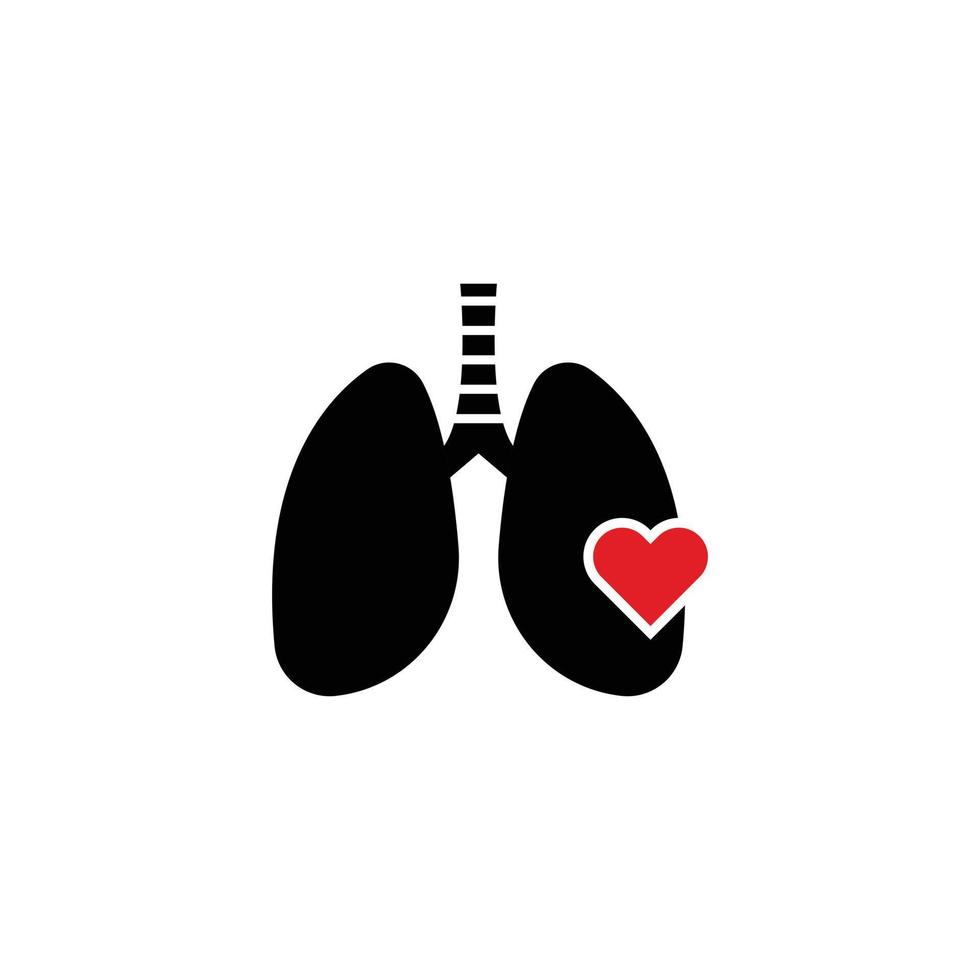 icono del logotipo del vector de combinación de pulmón y corazón.