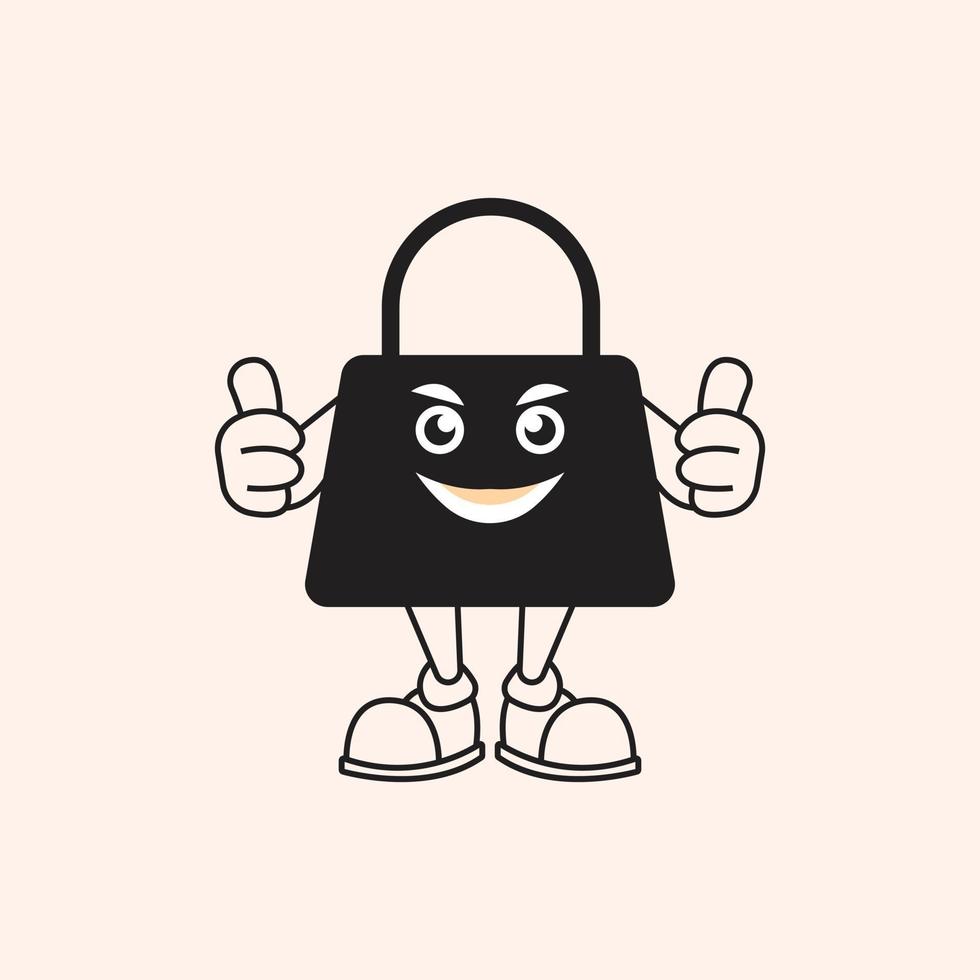 shopping bag character vector logo icon.