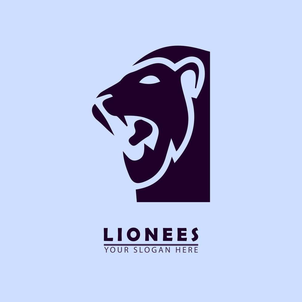icono de logotipo de cabeza de león enojado vector