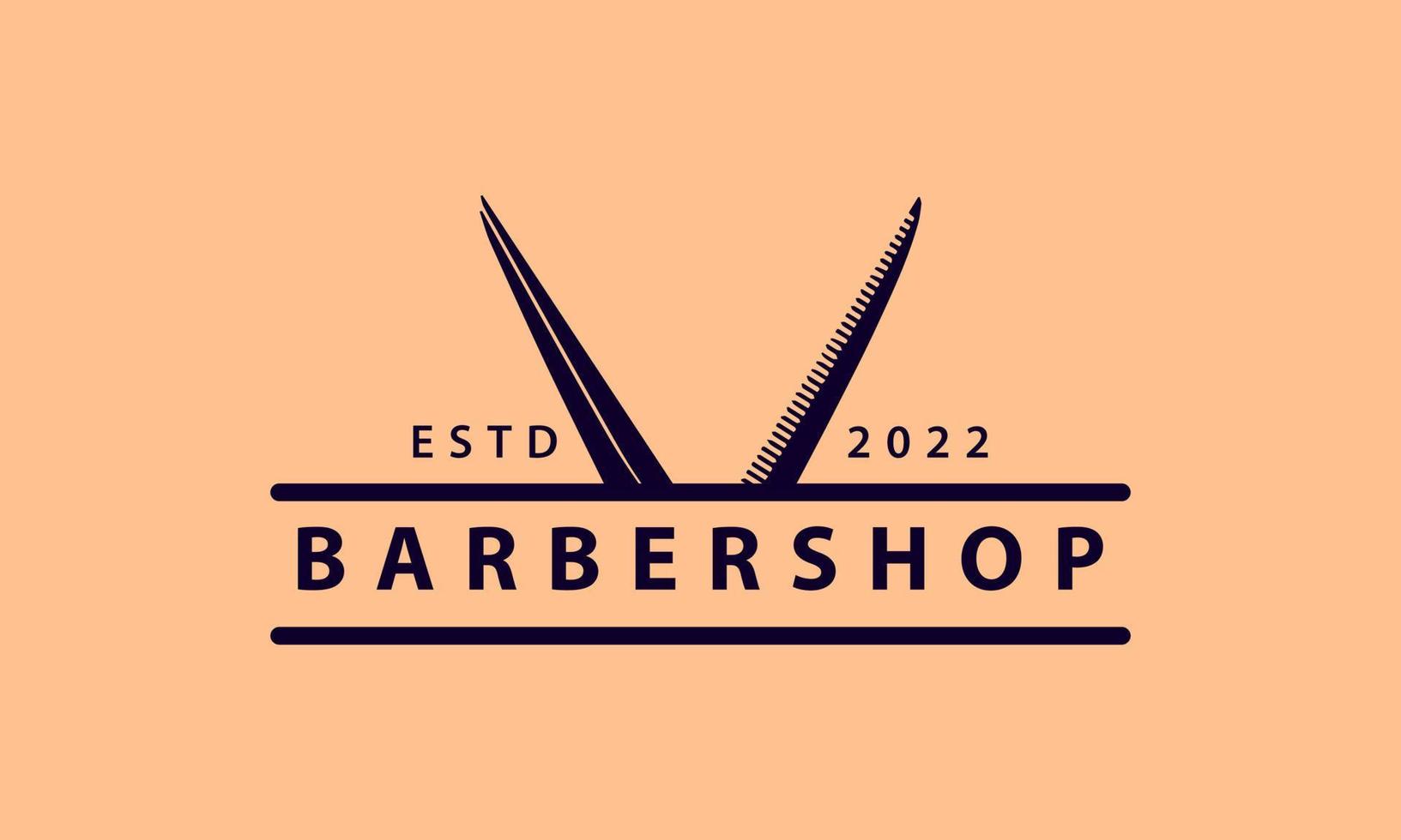 vector comb scissors for haircut emblem logo