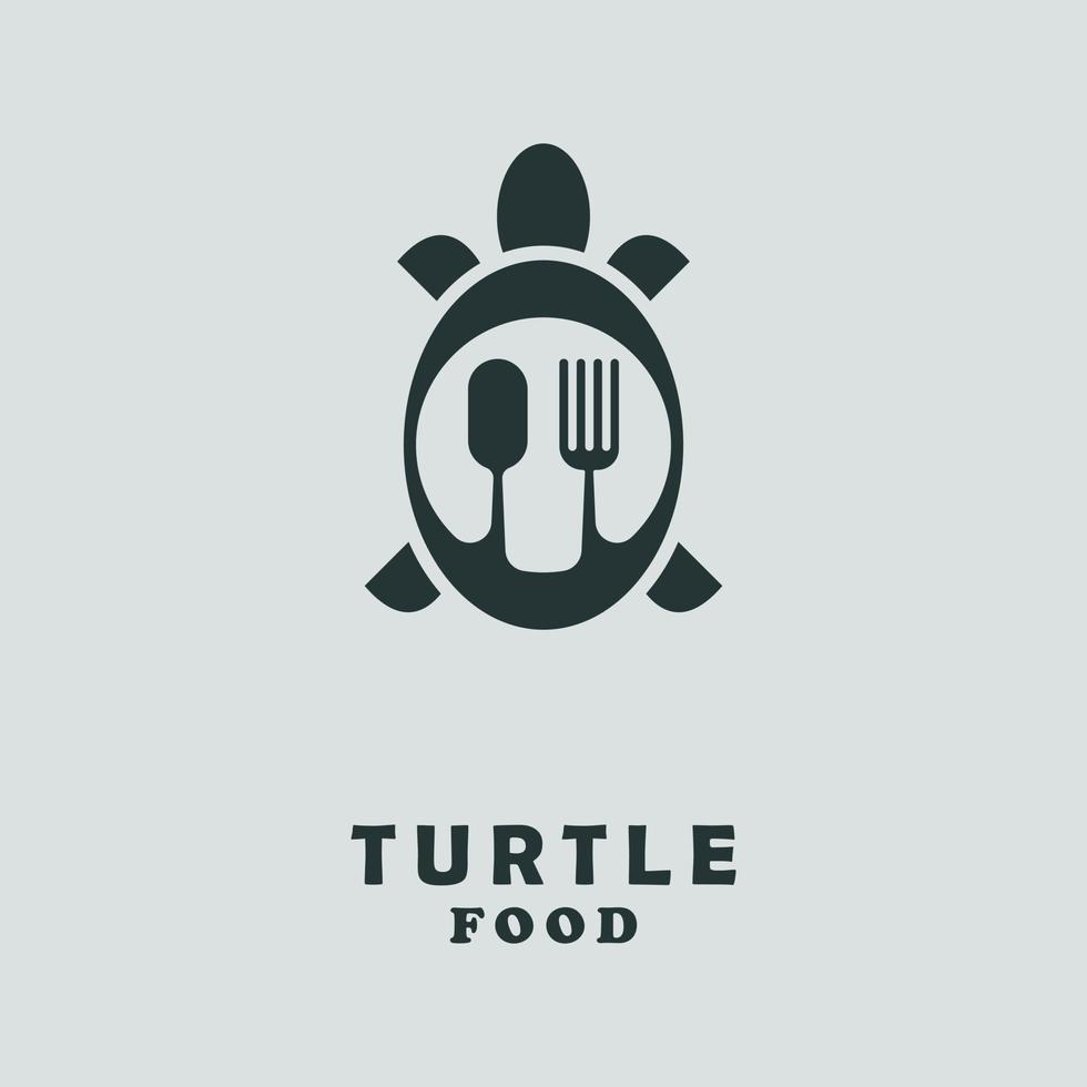 black turtle silhouette logo vector with fork and spoon