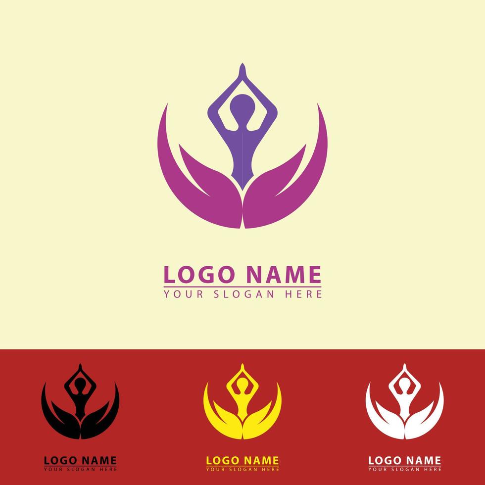 vector hand yoga logo icon.