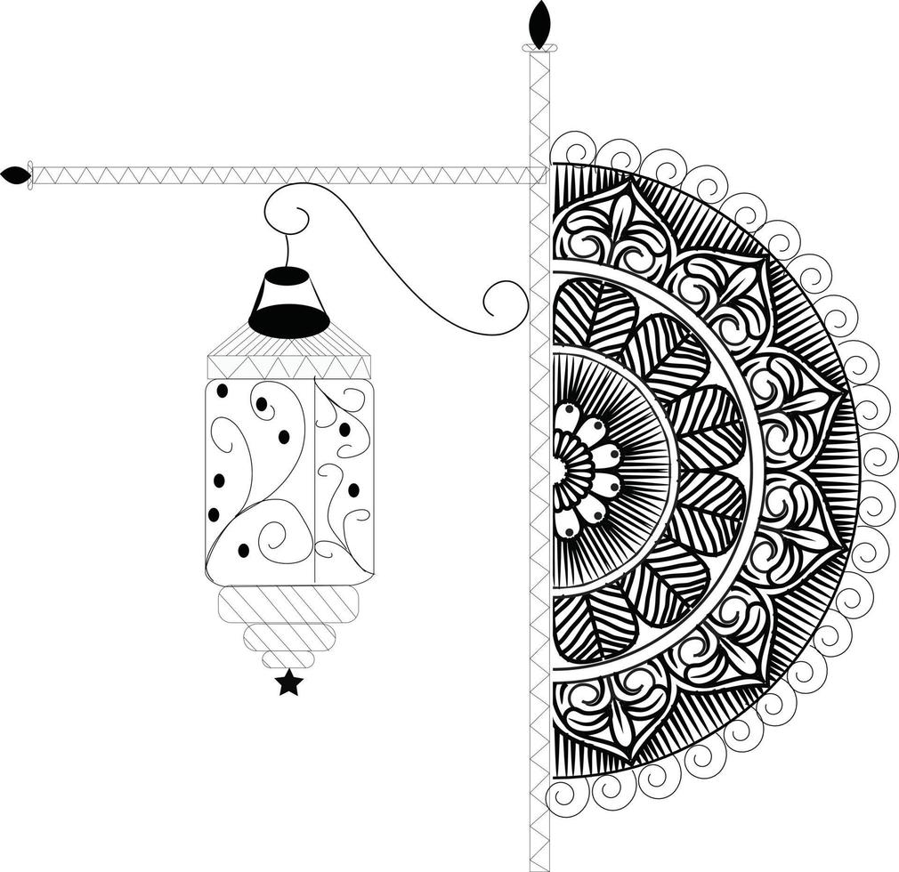 black and white mandala vector
