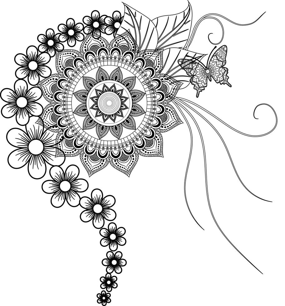 black and white mandala vector