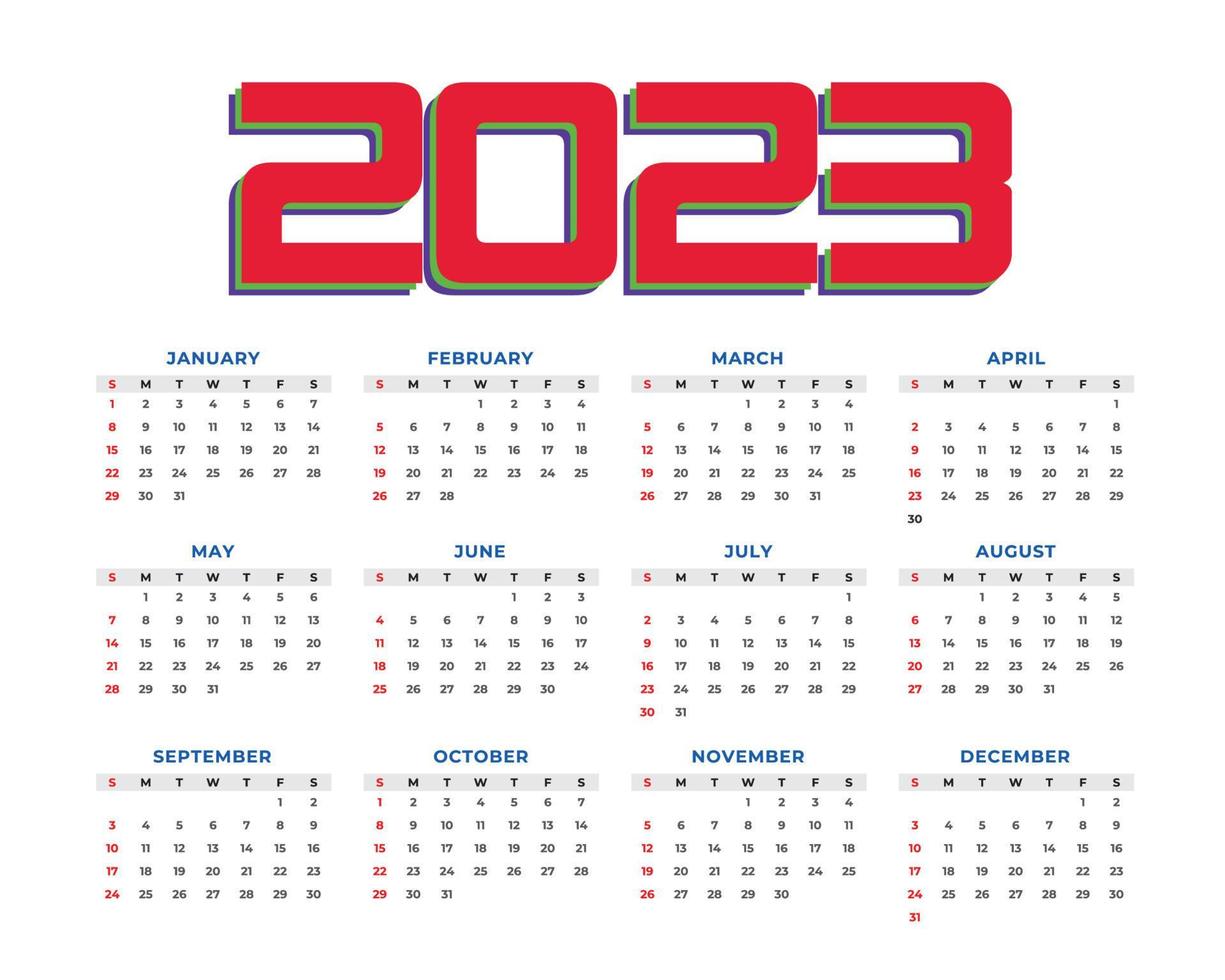 Fondo de calendario de año nuevo 2023 en estilo minimalista vector