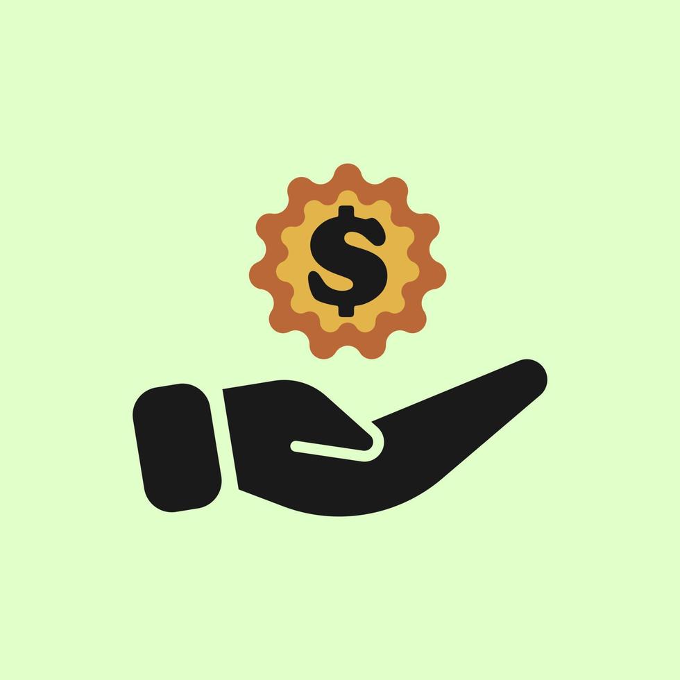 hand and money icon caring logo vector