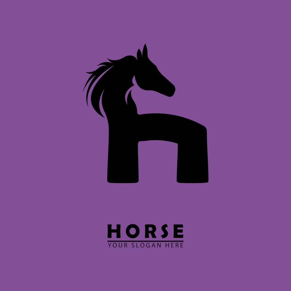 icono de logotipo de cabeza de caballo y letra h vector