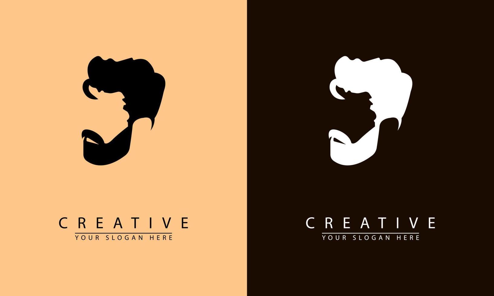 beard man face head silhouette for logo vector