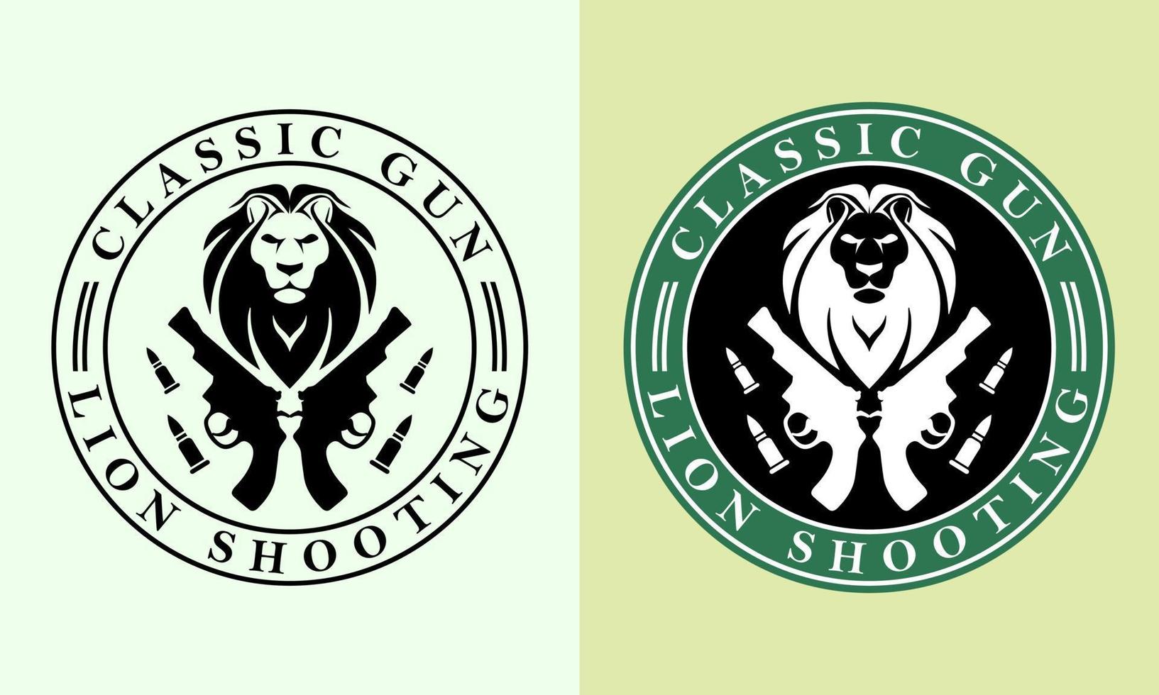 lion gun logo emblem vector