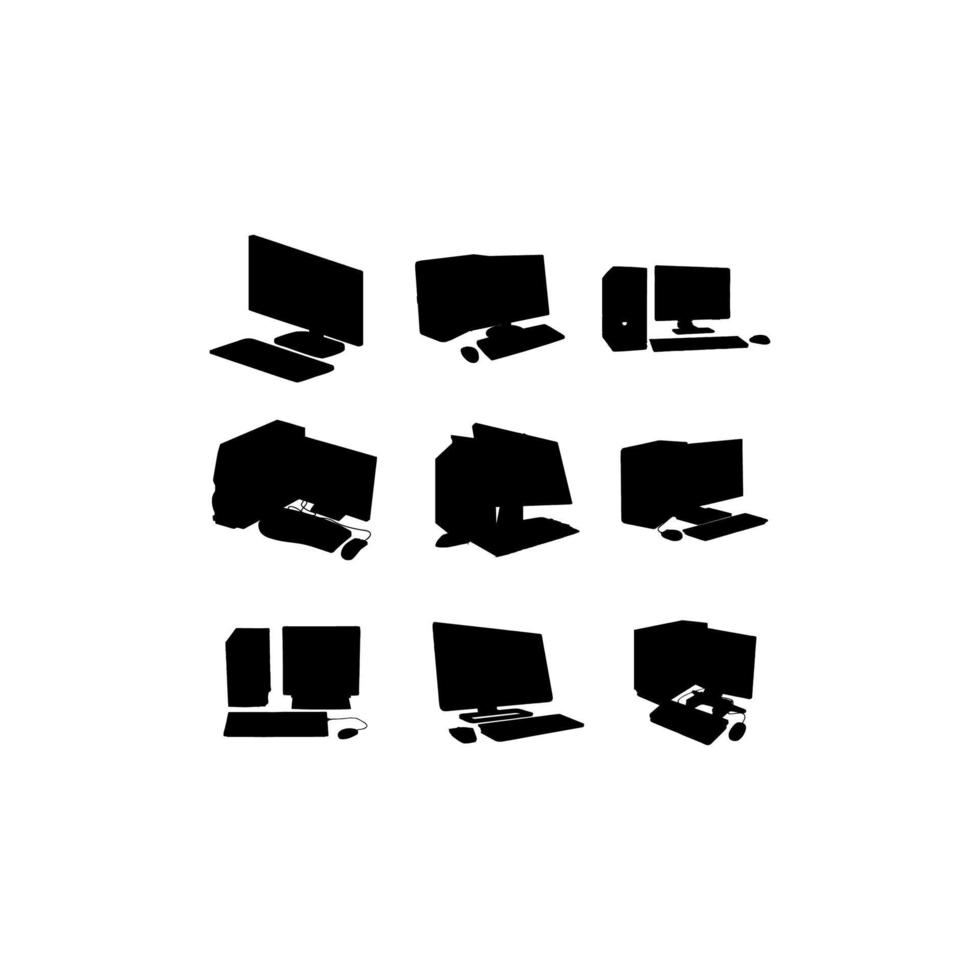 diseño de conjunto de ilustración de computadora negra vector