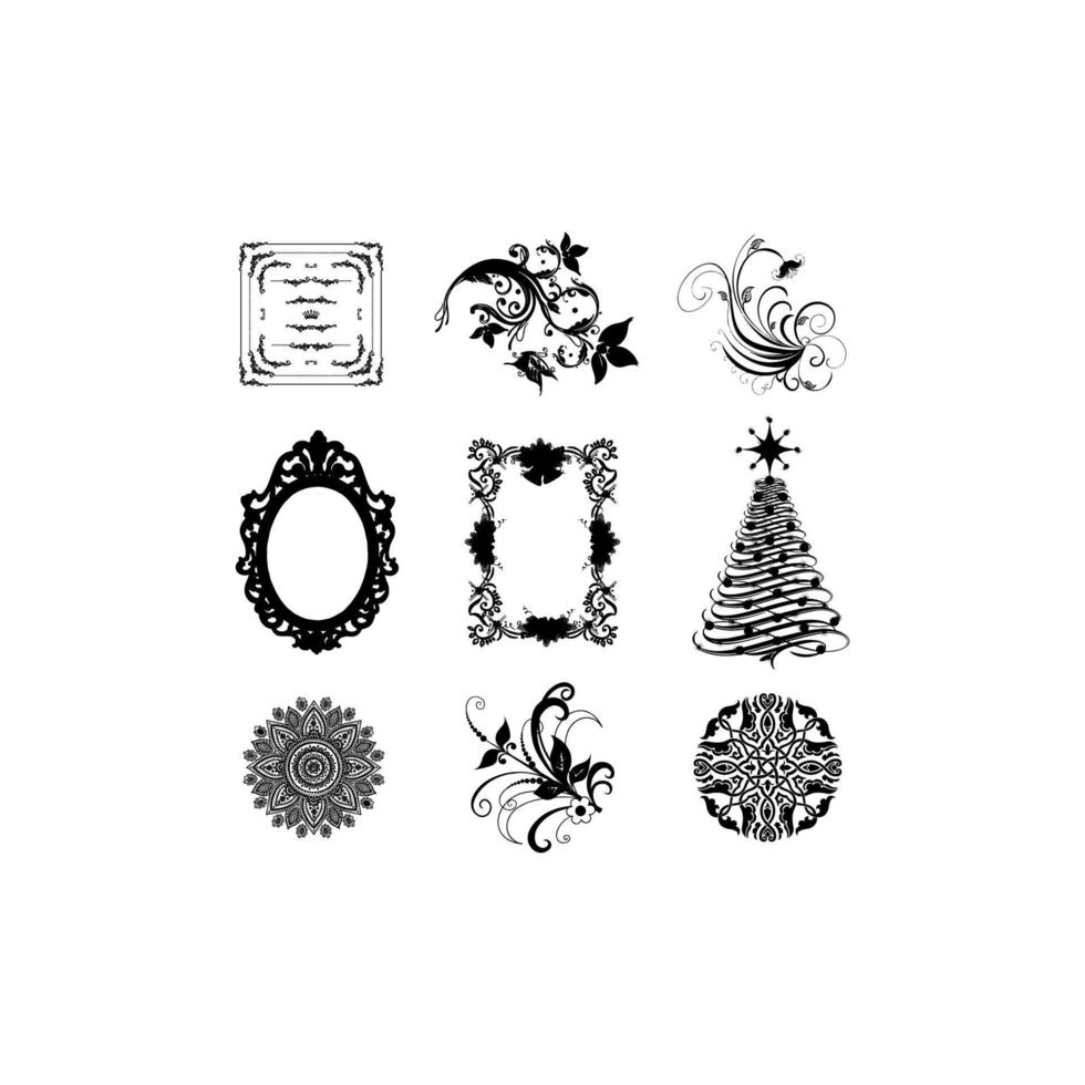 floral ornament luxury illustration set design vector