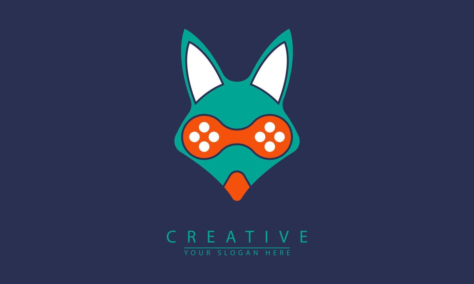 simple game fox head logo vector