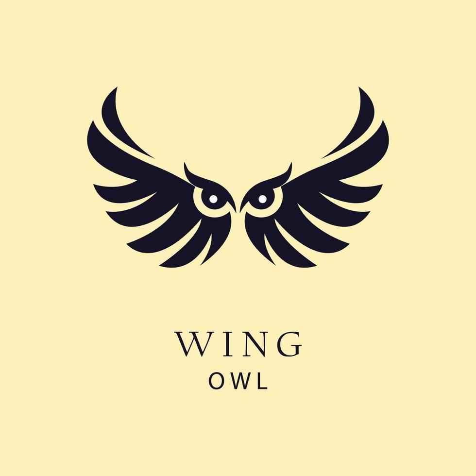 owl big wings black logo vector